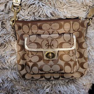 Coach Tan and Gold Crossbody